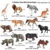 Wild Safari Animal Figurines: Giraffe, Elephant, Rhinoceros, Brown Bear, Tiger, Lion, Leopard, Hippopotamus - Solid Cognitive Toys