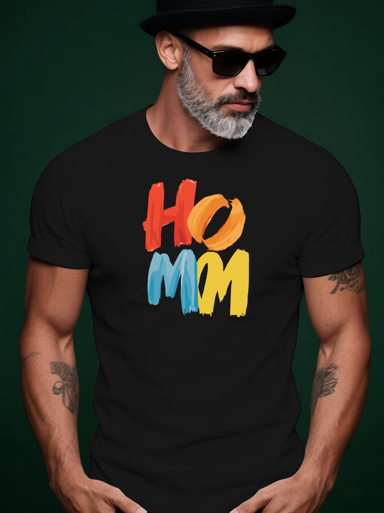 Summer Short Sleeve Tshirt with Bold HOME Graphic Print -... L