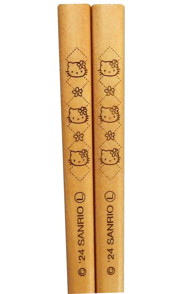 Sanrio Hello Kitty Chopsticks Natural Wooden Baira Generation Heisei Showa Heisei Retro Tableware Kitty Goods Miscellaneous Goods Brown 22.5cm 90's