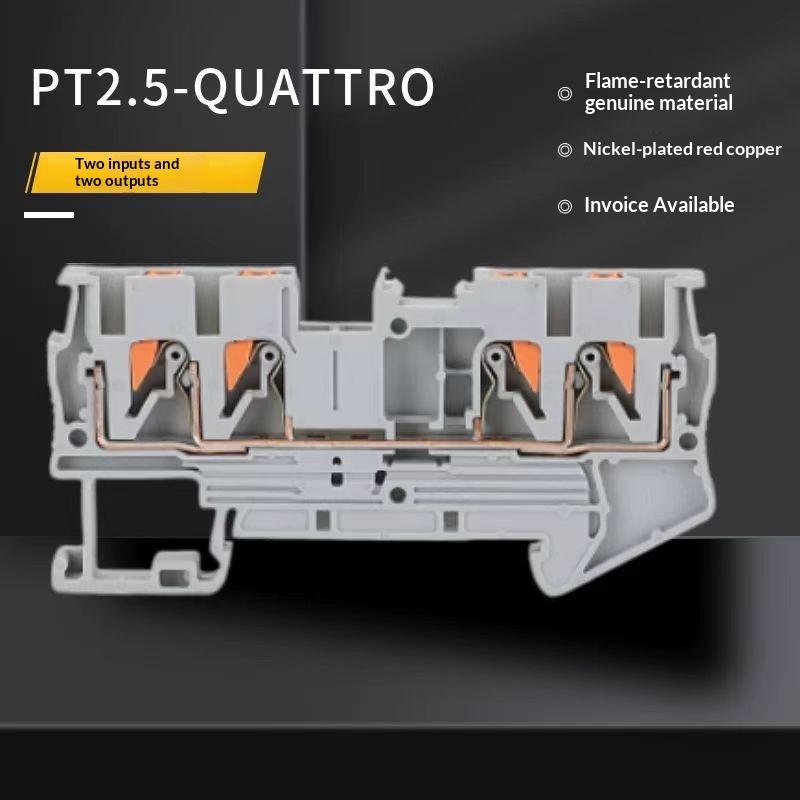 1/10Pcs Pt2.5 Quattro Push-In Spring 4-Conductor Strip Plug Pt 2.5 Wire Electrical Connector Din Rail Terminal Block Pt2.5-Qu