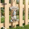 Outdoor Courtyard Decoration Wooden Gnome Door Hanger with Bell, Country Garden Welcome Sign Front Porch Hanging Swing Wall Plaque, Farmhouse Ornament