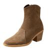 Fleece Warm Mid-heel Booties 2025 Winter New Plus-size Chunky Heel Side Zipper Martin Boots