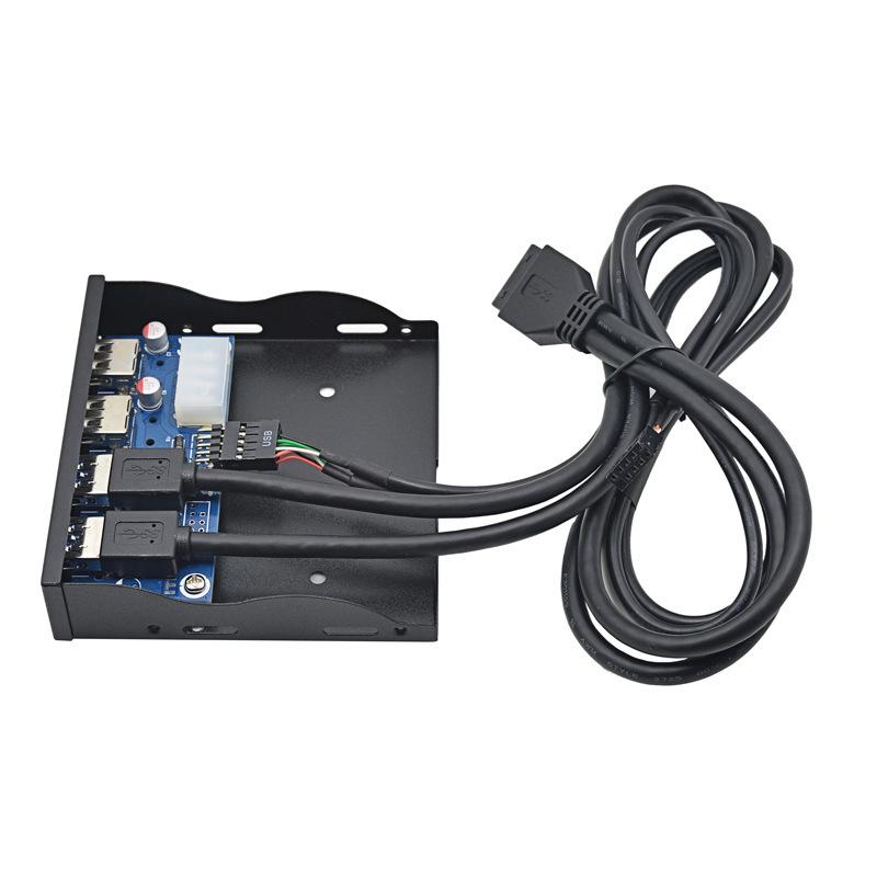 USB 3.0 Floppy Drive Bay Front Panel with 4 High-Speed U3+U2 Ports