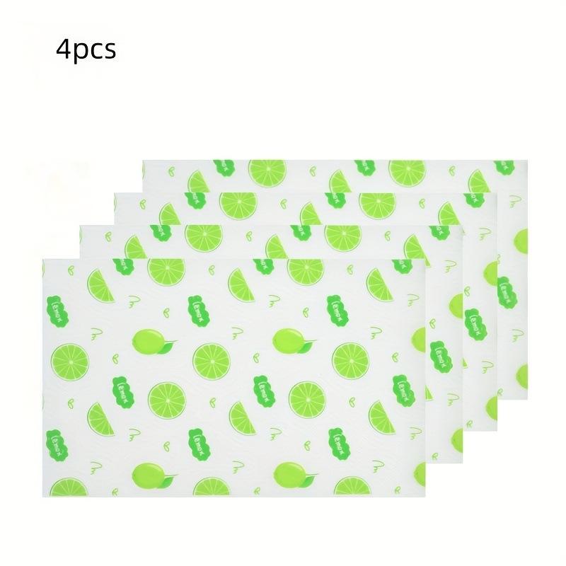 

4Pcs Waterproof Refrigerator Liner Set Moisture-Proof Non-Slip Washable Reusable Eva Material Novel Lemon Pattern 4Pcs