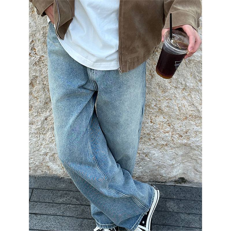 New Loose Straight Washed Jeans Spring and Autumn Boys and Girls Versatile Casual Trend Long Pants