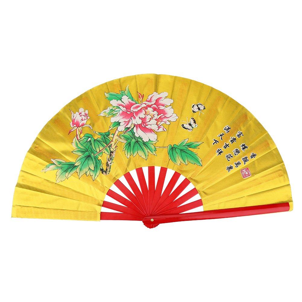Chinese Kung Fu Fan, Tai Chi Fan, Martial Arts Fan, Peony Design, Bamboo, Lightweight, Chinese Style, for Dance, Performance, Stage, Chinese Goods,