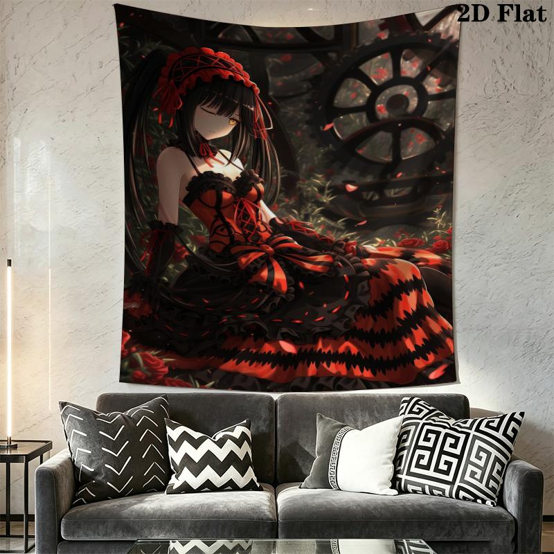 Kurumi Tokisaki Wall Tapestry Aesthetic Wall Hanging Printed Fabric Blanket Decorative Tapestries for Bedroom Living Room Home Decor