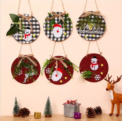 Christmas Decorations Garland Wooden Pendant Cloth Wooden Door Plate Door Hanging Christmas Pendant Wreath