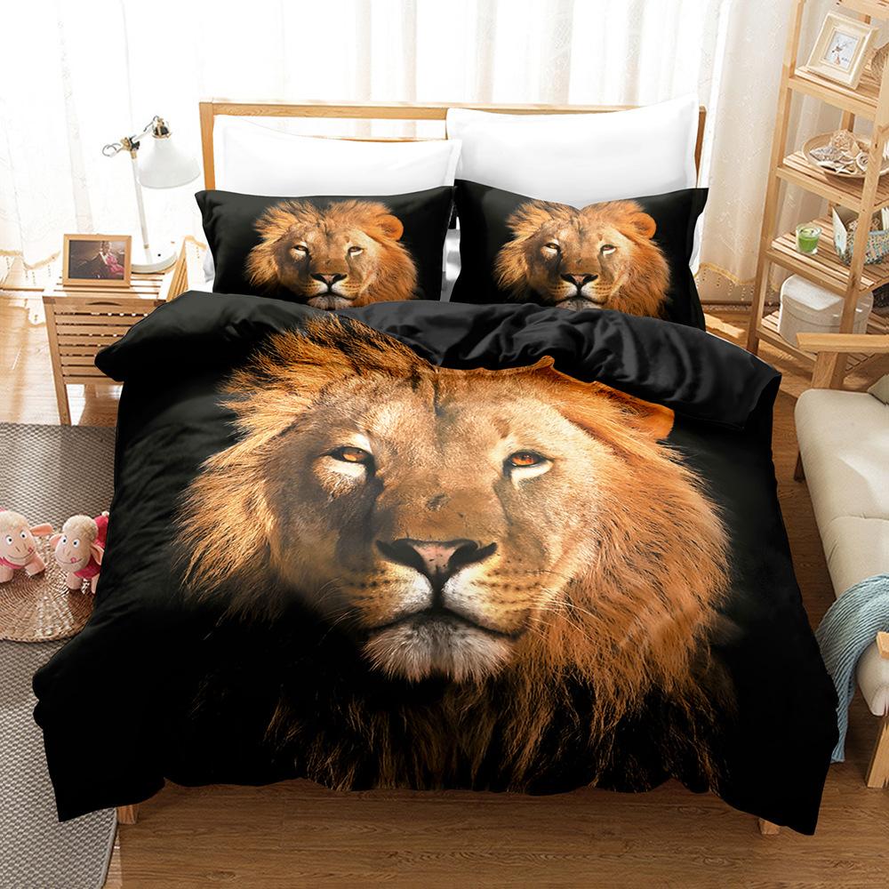 

Tiger Lion Leopard Wolf Head Digital Printing Abraded Bedding Four-Piece Three-Piece Set, Sheet 135X200 quilt two-piece set