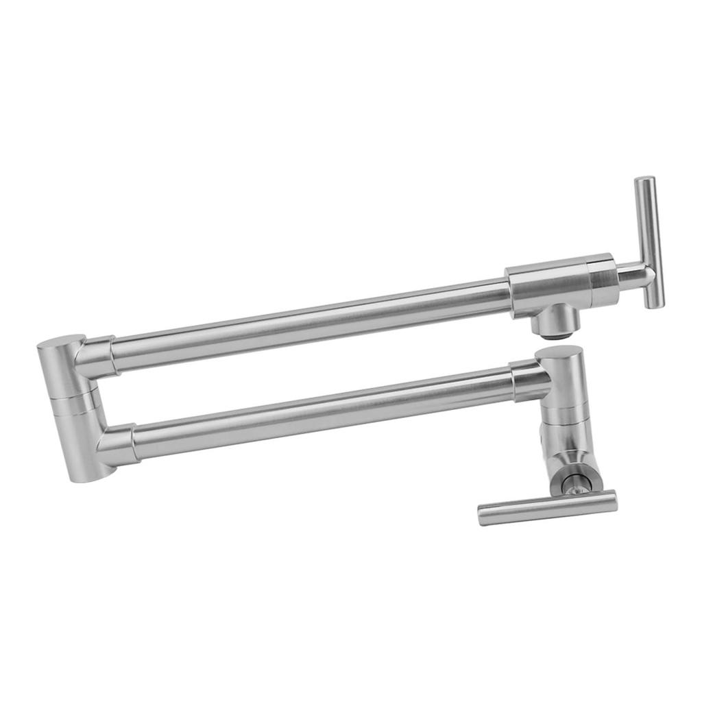Pot Filler Faucet Copper Wall Mounted Universal Rotating Double Handle Folding Faucet Single Cold