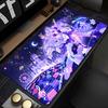 Large Gaming Mouse Pad Antislip Rubber Base Stitched Edges Starry Blue Angel Anime Girl Print for Gaming  Office Desk Use