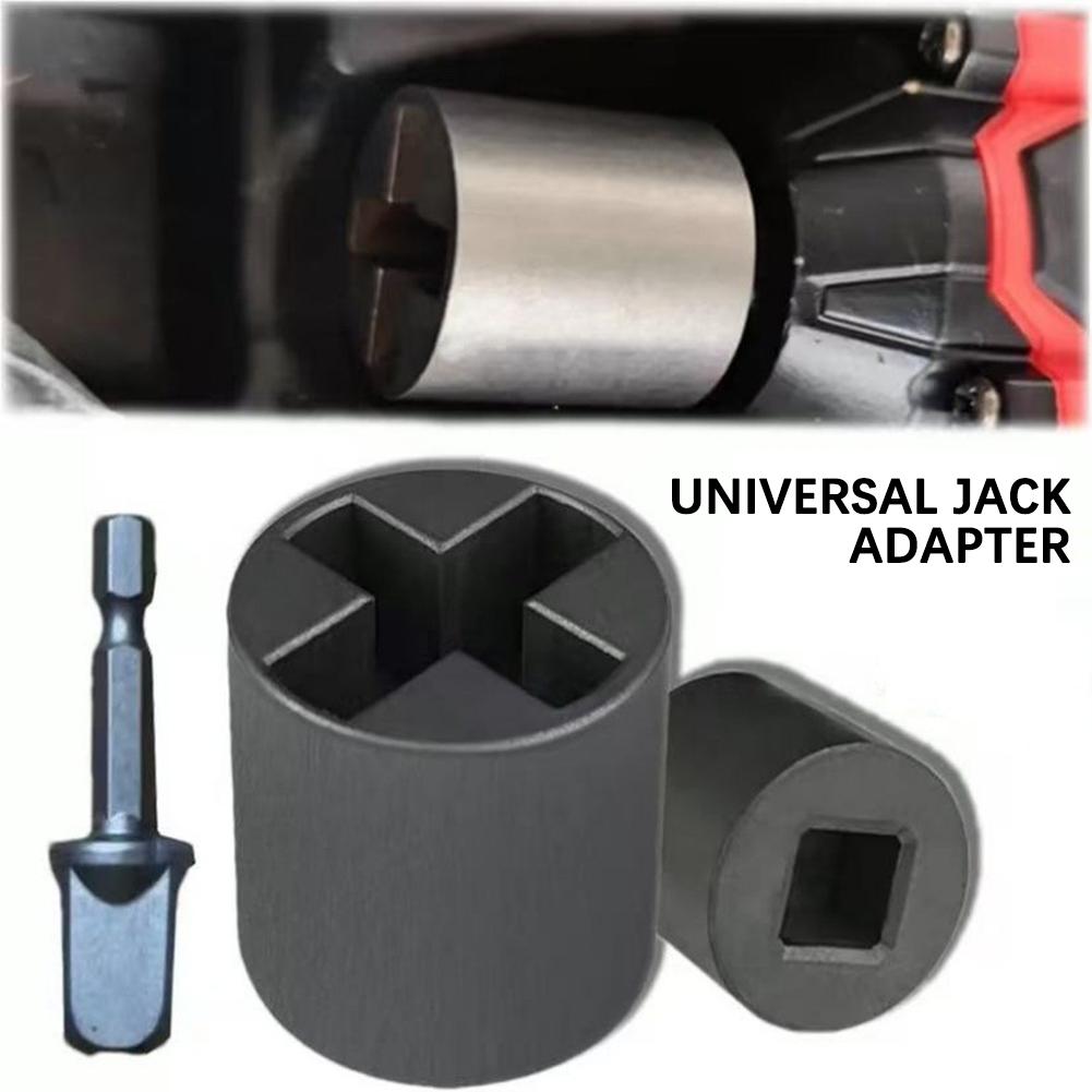 Universal Jack Socket Adapter For Hand Drill Heavy-Duty Socket Converter For Scissor Car Jack With 1/2 In Socket Adapter Bit