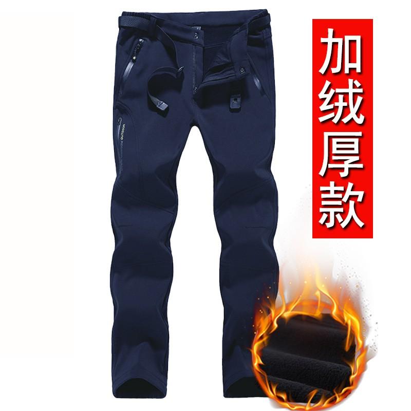 Mens Womens Winter Fleece-Lined Softshell Pants Windproof Thermal Hiking Skiing Outdoor Trousers