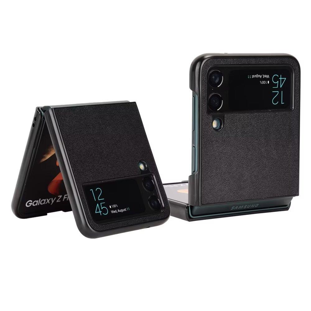 Suitable for Samsung Z Flip4 Mobile Phone Case Z Flip3 Lamb Pattern Solid Color Leather Case 3rd Generation Folding Anti-drop Case