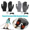 USB Heated Knitted Gloves Touch Screen Gloves Thicken Thermal Knitting Mitts Winter Cycling Gloves for Outdoor Sports