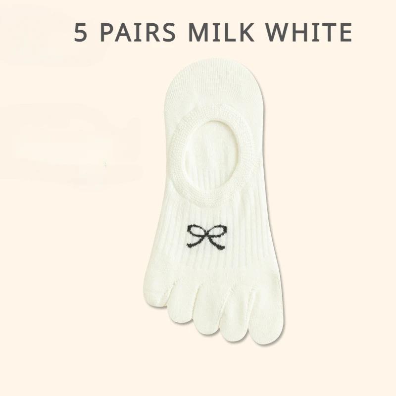5 Paar Fünf-Zehen-Socken Damen Anti-Rutsch Baumwolle Zehensocken mit separaten Zehen Sport Sommer Dünne Slipper-Socken