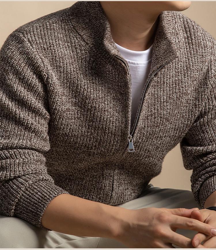 Men's High-Quality Winter Wool Chunky Knit Sweater - Anti-Pilling, Thick, Zipper Base Layer