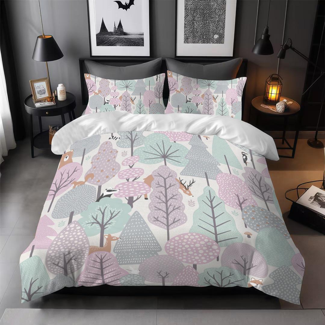 

Three-Piece Plant Flower Quilt Set 3D Digital Printing Bedding Kit 135 * 200cm 50 * 80cm * 1 two-piece set