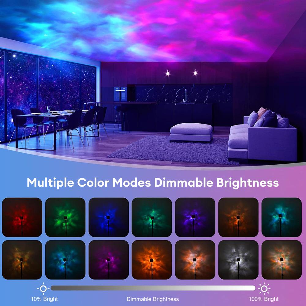 Dynamic Rotating Water Ripple Projector Night Light 16 Colors Flame Crystal Lamp for Living Room Bedroom Dynamic Rotating Lights