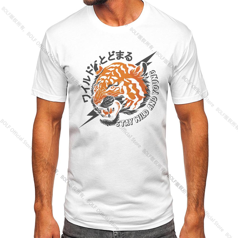 Men's Tiger Printed Vintage T-shirt Sport 100% Cotton Funny Tees for Men Women Sportswear Tops