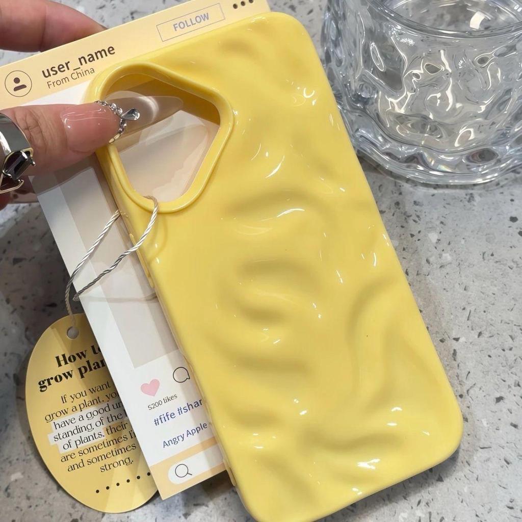 Wave Pleat Shell for Apple 16 Pro Max: 3D Meteorite Pattern Phone Case, Compatible with iPhone 13, 14, 15, and 15 Pro, Solid Color.