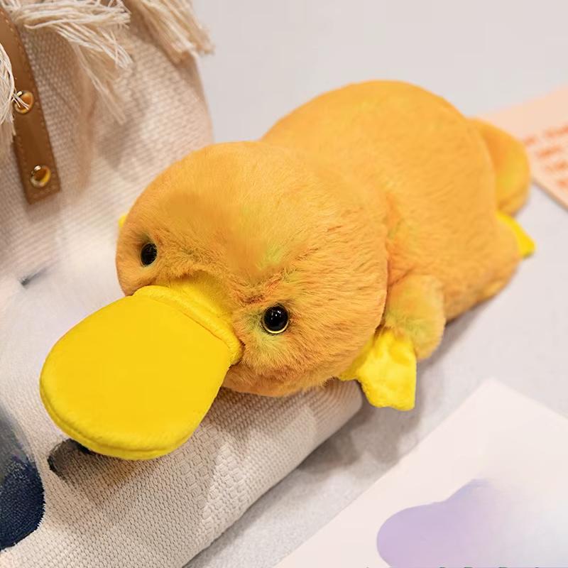 45cm Funny Cartoon Platypus Plush Doll Pillow Yellow Gray Lying Long Platypus Plush Toy Home Decoration Gift for Boys and Girls