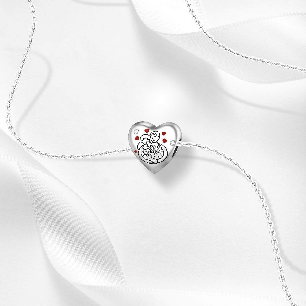 Heart Series Charms Copper Forever Family Dangle Pendant Fit Bangle Bracelet Necklace Diy Jewelry