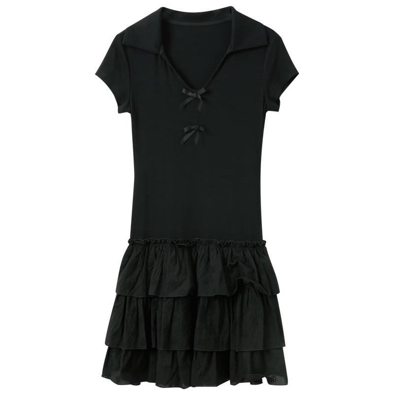 

Sancai 2026 Summer Short Sleeve Bow A-Line Dress L