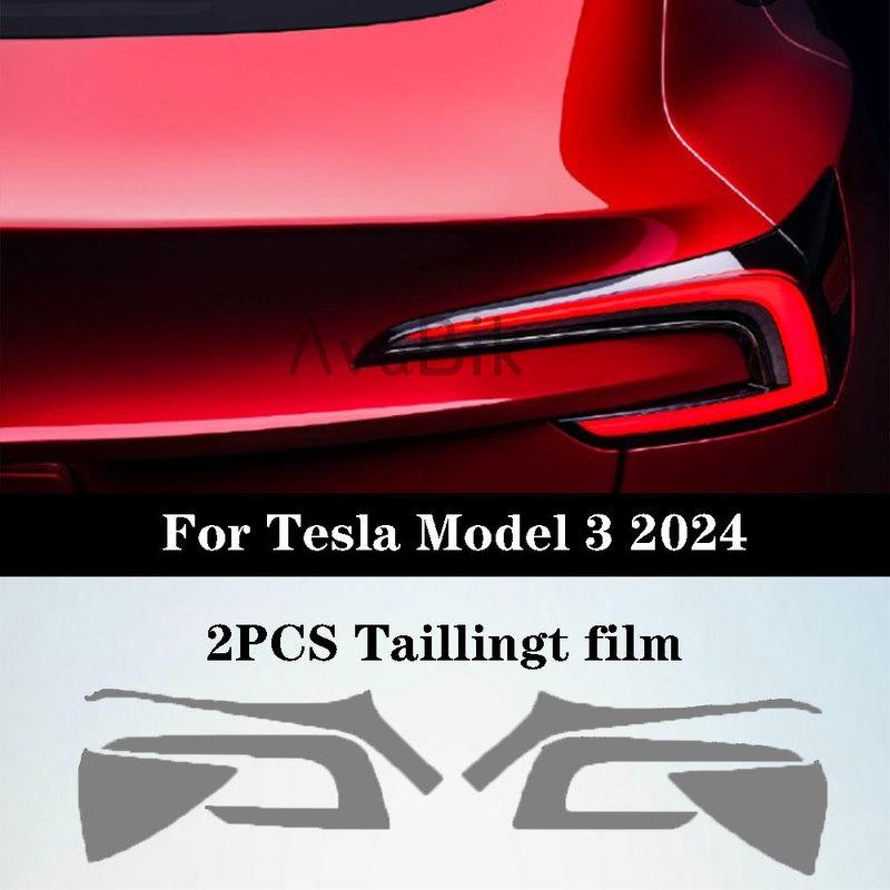 Pre-cutting Headlight Taillight Protective Film For Tesla Model 3 Highland  2024 Headlamp Taillamp Black Color Changing Film