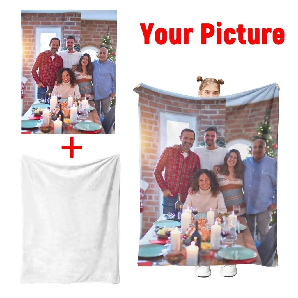 1pc Custom Photo Blanket Soft Warm Personalized Giftfor Friends Perfect forHolidays Birthday Anniversaries HomeTravel  Everyday