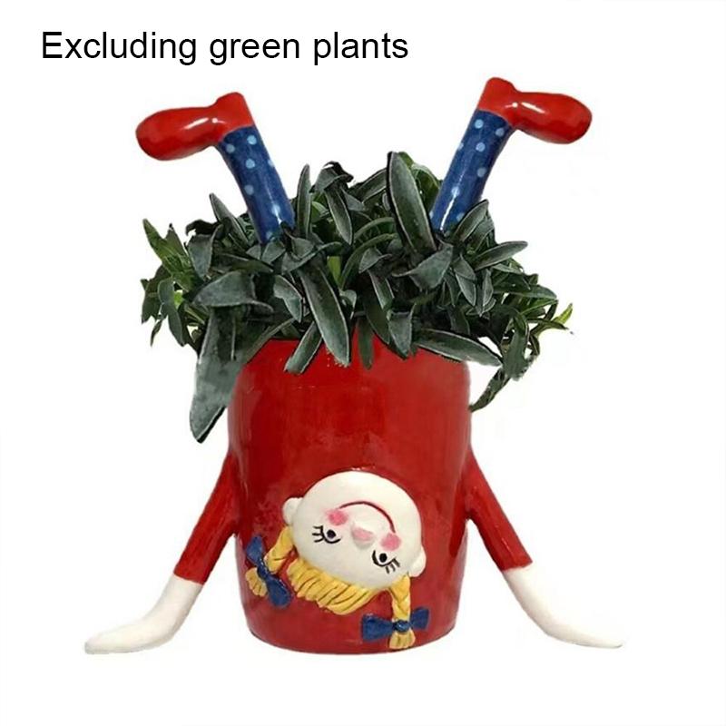 

1 шт. перевернутый горшок для растений в виде девочки, скульптура из смолы, игривый горшок для растений, причудливый декор для сада, кашпо ручной работы из смолы 12x11x20 см