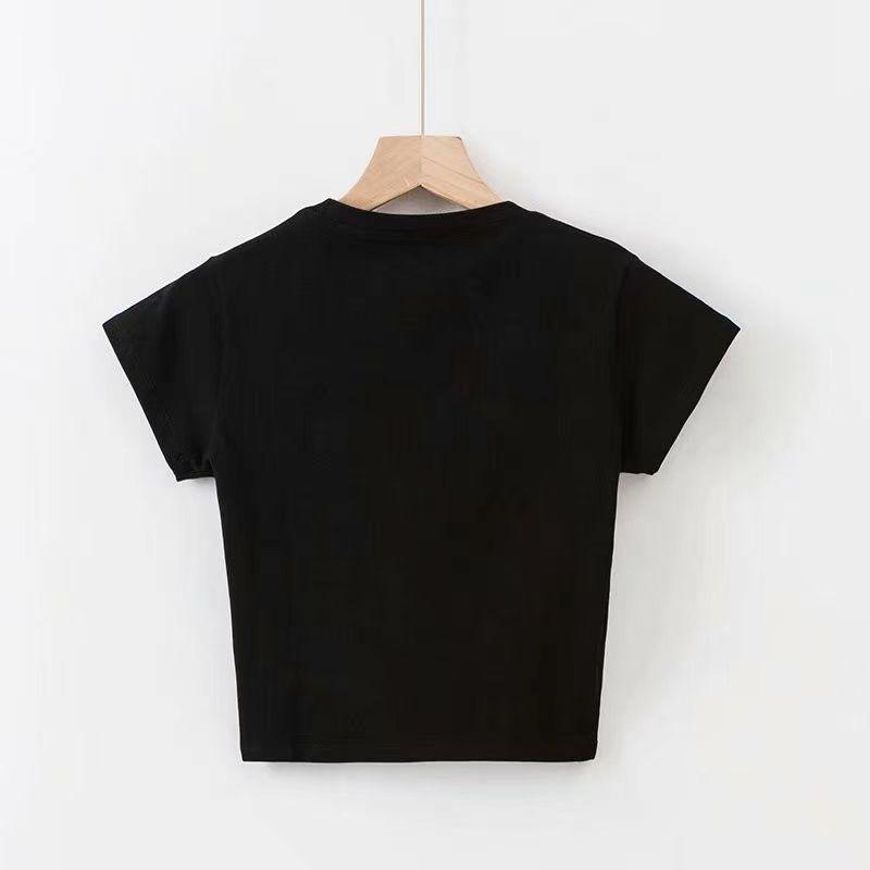 Letní Slim Sportovní Vesta Sexy Ženy Krátký rukáv Výstřih do U Šedé Tričko Tílka Dámské Jednobarevné Černobílé Korejské Crop Tops Y2k