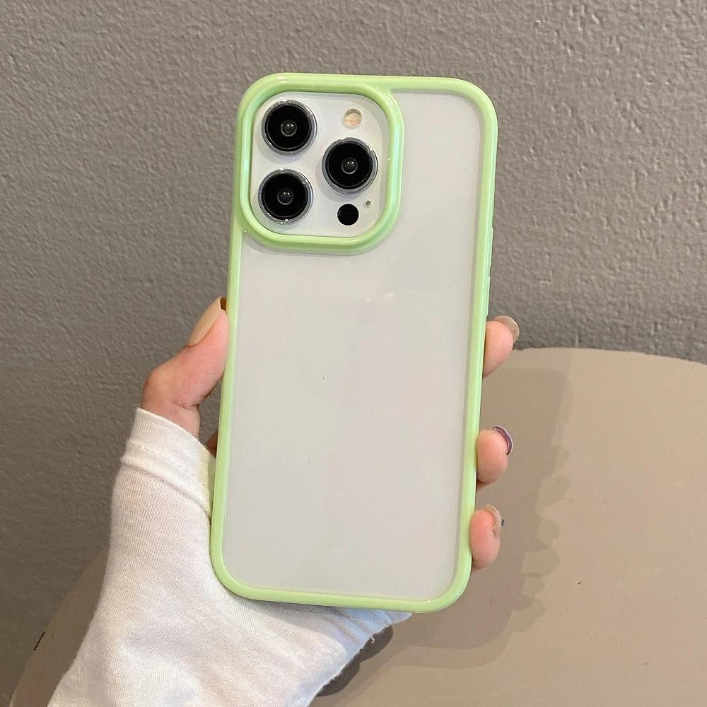 Fashion Transparent Candy Color Bumper Phone Case For iPhone 15 14 13 12 11 Pro Max XR XS X Plus Soft Shockproof TPU Back Cover