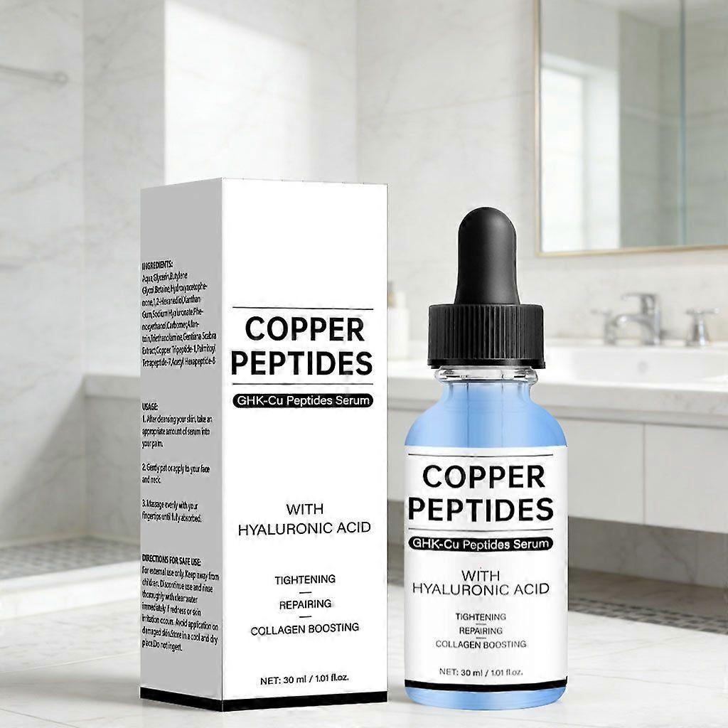 Kupferpeptide Gesichtsserum mit GHK-Cu & Hyaluronsäure, Anti-Aging Gesichtsbehandlung zur Straffung & Reparatur, Kollagenfördernde Hautpflege, 30ml 1PCS