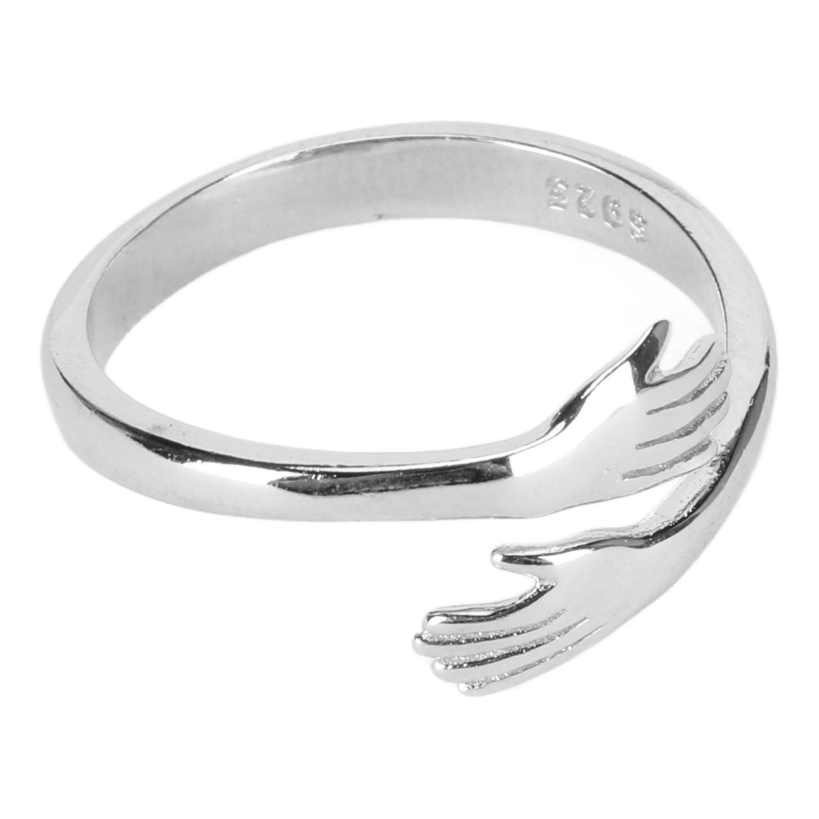 

Women Hug Ring Wedding Party Silver Fashionable Elegant Adjustable Open Ring Jewelry Accessory