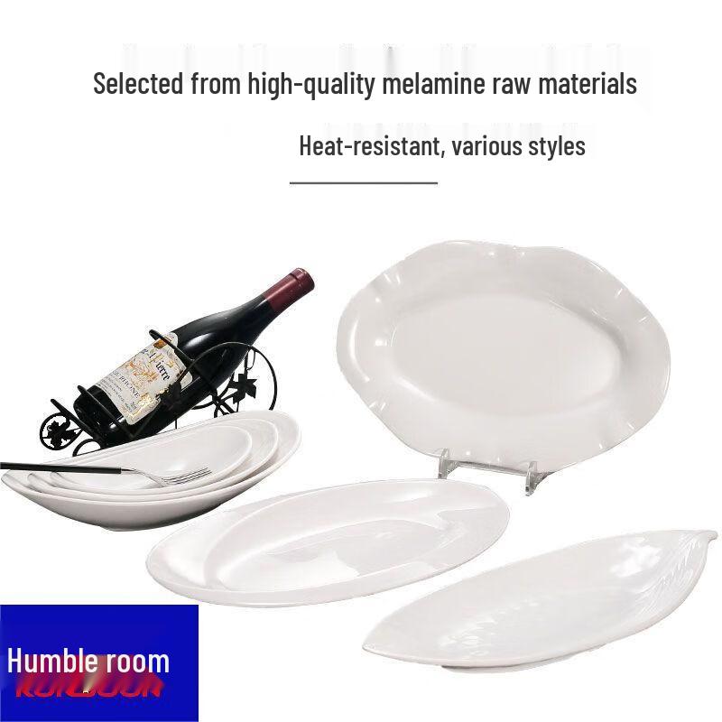 Qianxing Weißes Melamin Ovale Speise- & Fischteller