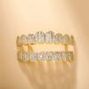 Full Iced Out Micro Pave Grillz Teeth Gold Plated Teeth Body Jewelry Set Hip Hop for Halloween