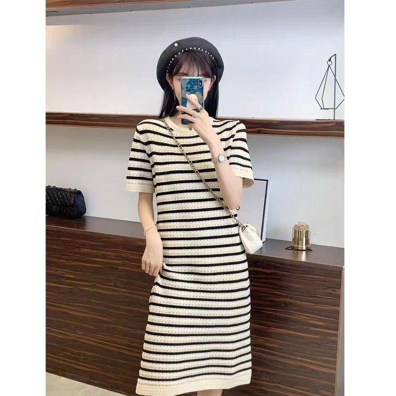 

High Quality Plus Size Petite Short Sleeve Knitted Maternity Summer Dress - 2025 New Style S абрикосовый