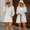 Trench-coat à manches longues pour femme, veste à capuche amovible, coupe-vent anti-éclaboussures, vêtements d'extérieur fins pour l'automne et le printemps