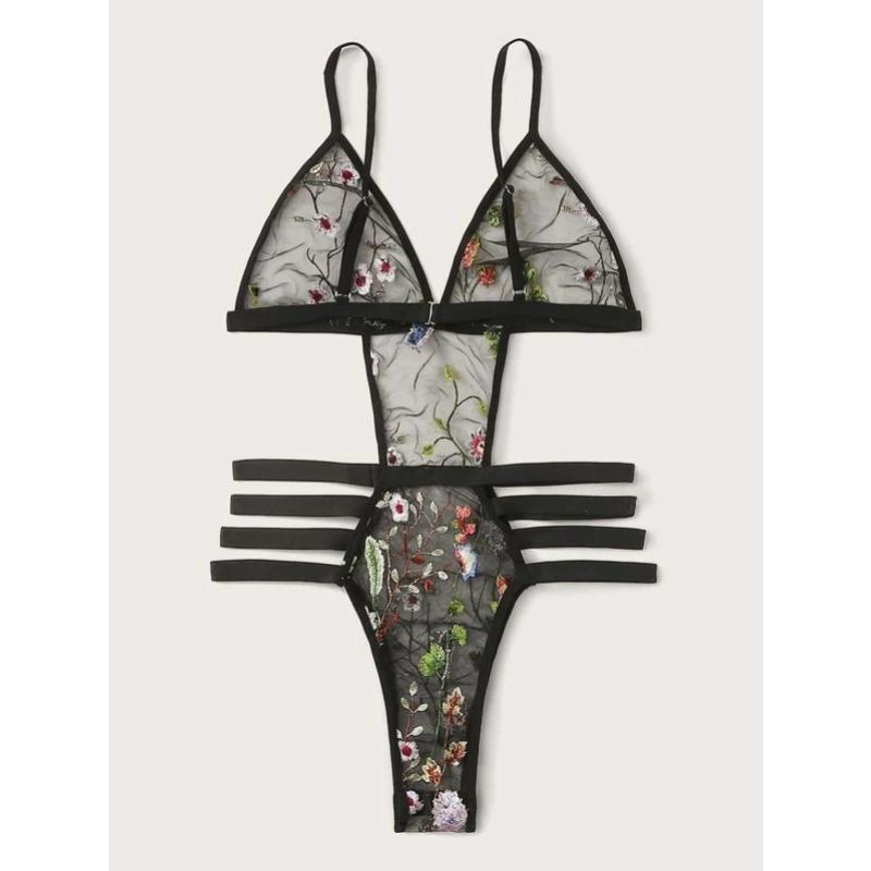 

20 Горячих продаж, Горячие продажи Кружевная вышивка Ремешок Сращивание Сексуальный женский комплект нижнего белья XXL чёрный