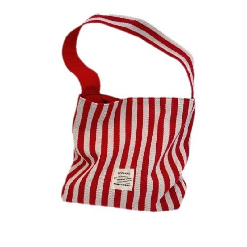 Trend Striped Bag Fashion Versatile Shoulder Bag Shopping Handheld New Canvas Bag