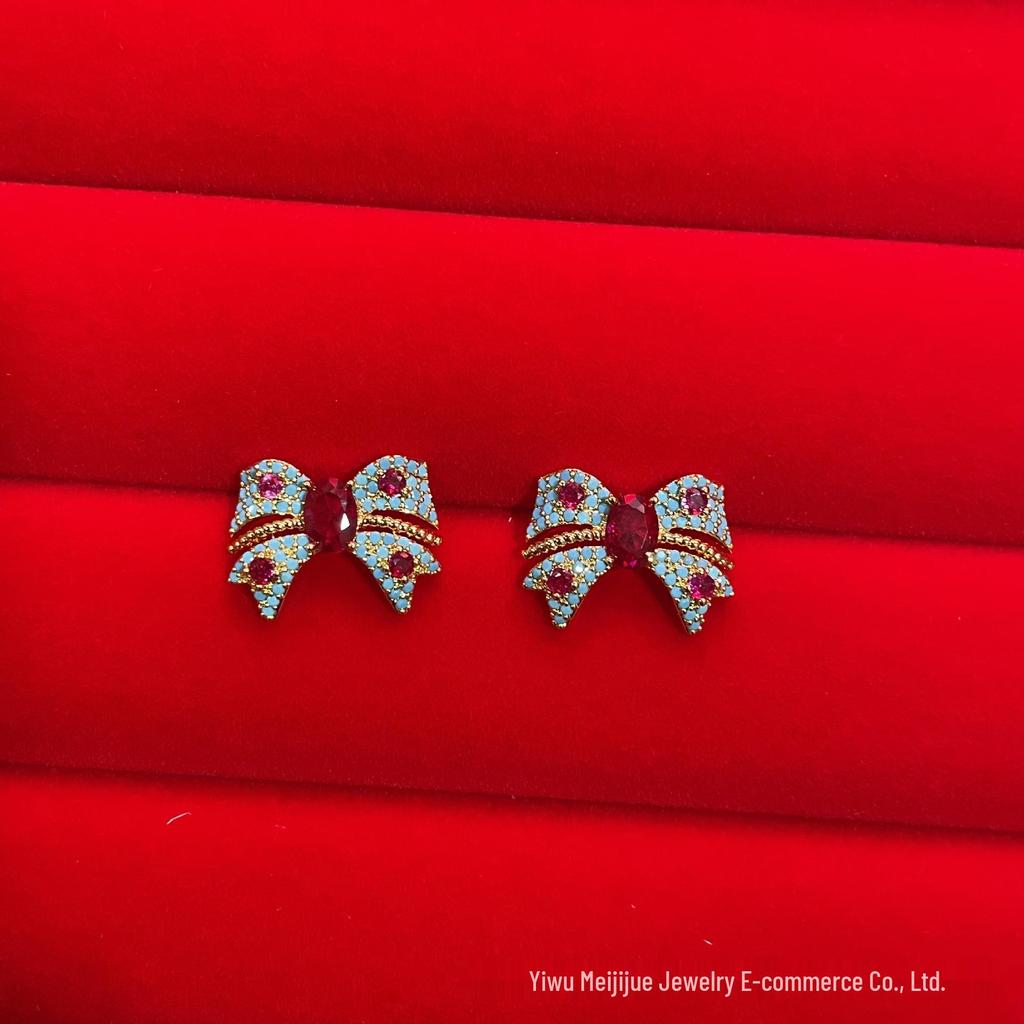 Vintage Red Agate & Zircon Inlaid Oval Shell Daisy Stud Earrings - Versatile Jewelry for Daily Wear