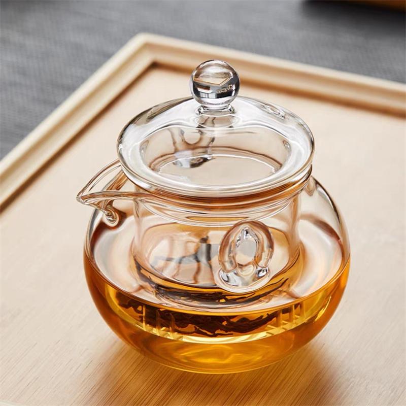250ml Hand Held Glass Teapot with Infsuer Tea Water Separation Hand Brewing Tea Pot Kung Fu Tea Set