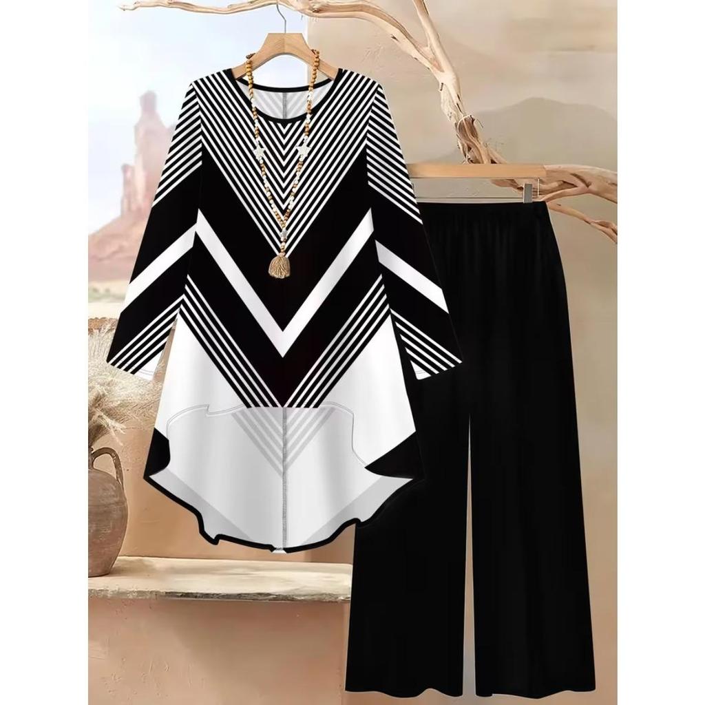 Ladies', Fashionable, Elegant, Printed Set, Polka Dot, Loose, Casual Set