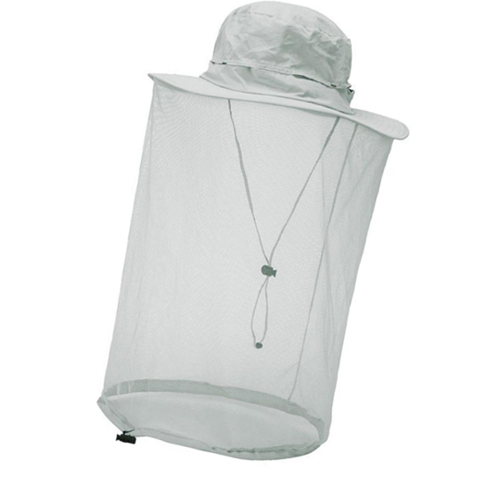 Durable Polyester Mosquitoes Net Fishing Hat Lightweight Foldable Design for Men Outdoor Activities светло-серый