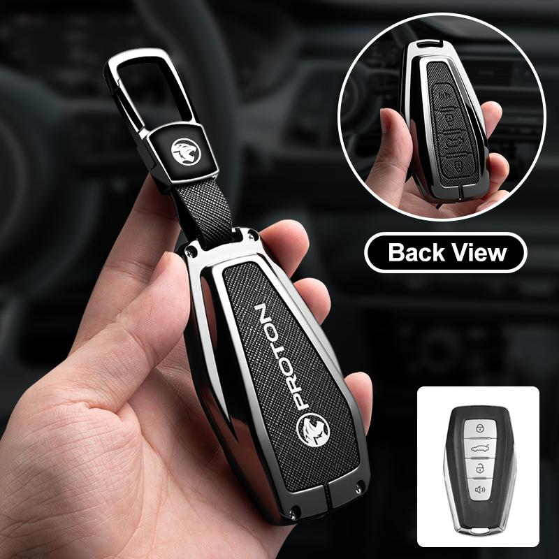 Zinc Alloy Leather Car Key Case Cover Car Holder Cover For Proton Exora Iriz R3 Wira Saga Satria Magma X50 V6 X70 Accessories