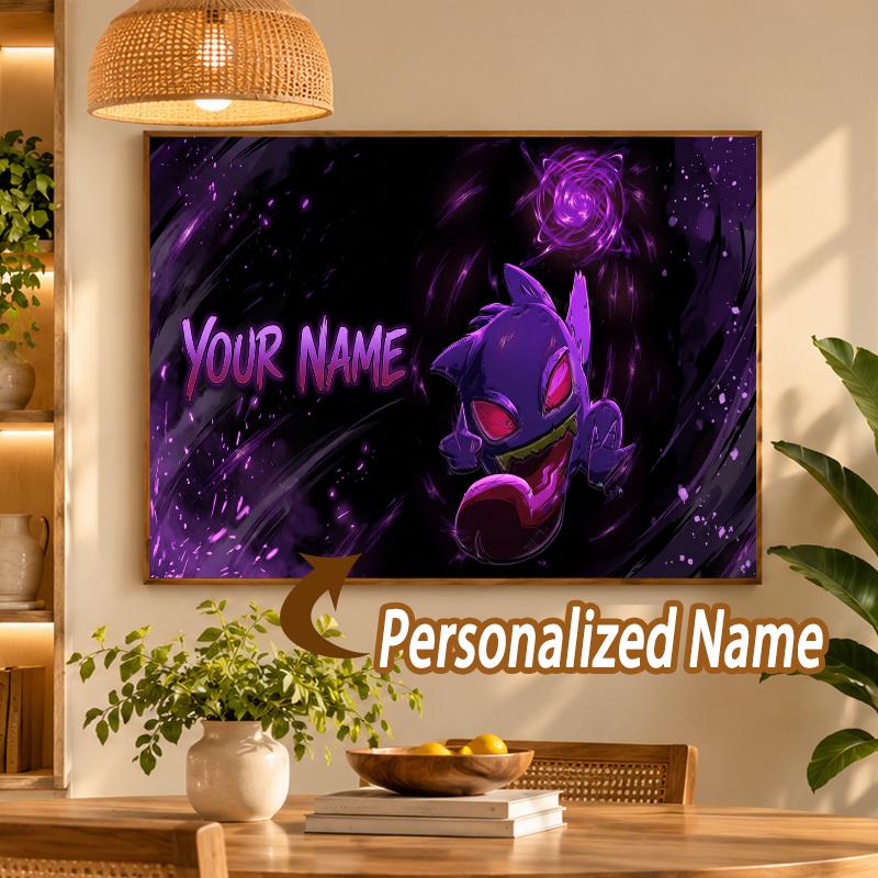 Gengar Custom Name Diamond Painting Personalized 5D Full Drill DIY Diamond Art Home Decor