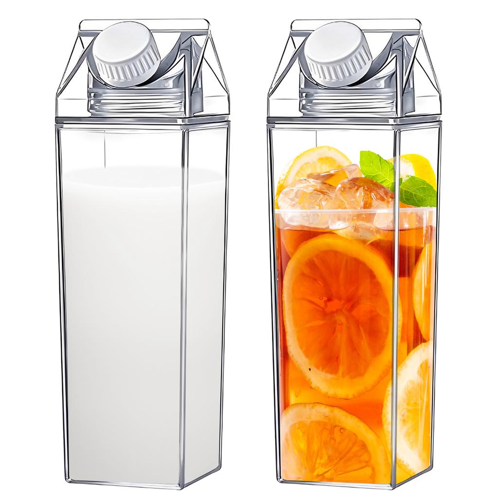 Milk Carton Water Bottle Reusable Leak Proof Square Milk Bottle Large Coffee Milk Carton Bottle for Traveling Picnic School