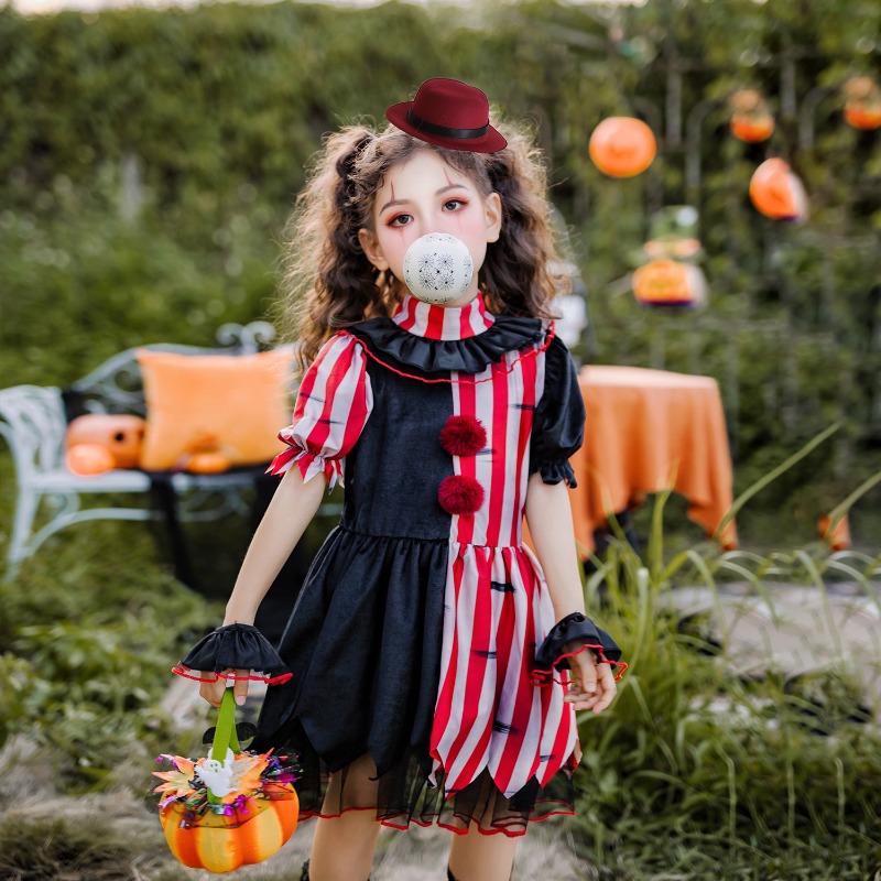 Halloween Children's Costume Clown Soul Girls Dress Party Funny Dress Up Carnival Costume