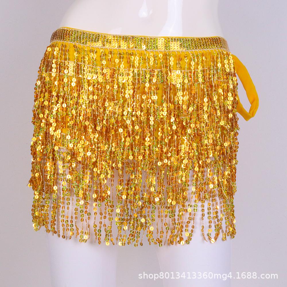 Halloween Belly Dance Hip Scarf Performance Sequin Tassel Waist Chain Bohemia Waist Scarf Sexy One Piece Skirt